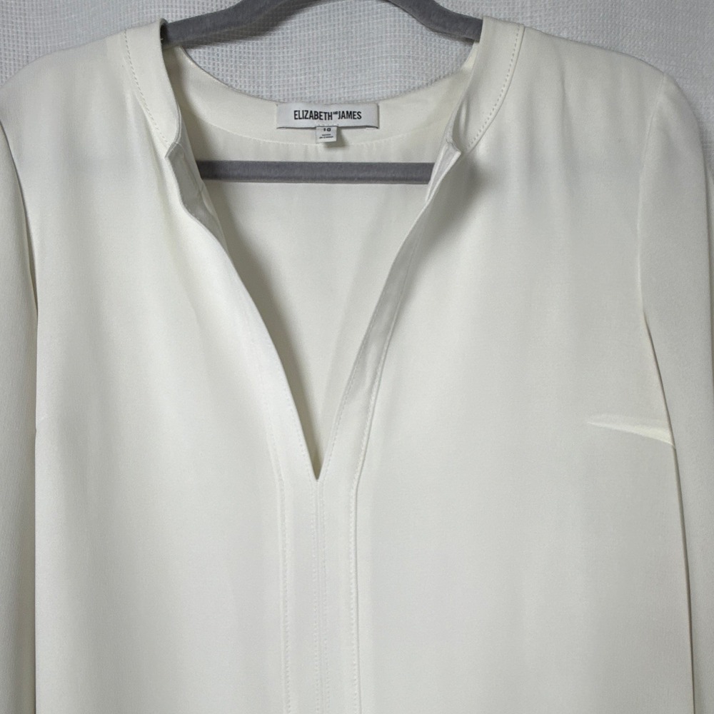Elizabeth and James White V-Neck Long Sleeve Peplum Mini Dress, Size 10 - Picture 5 of 11